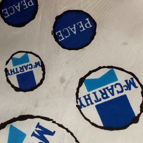 1968 Vintage E. McCarthy Political Peace/Vietnam Scarf Size: 24" Sq Polyester/Ac - Picture 6 of 7